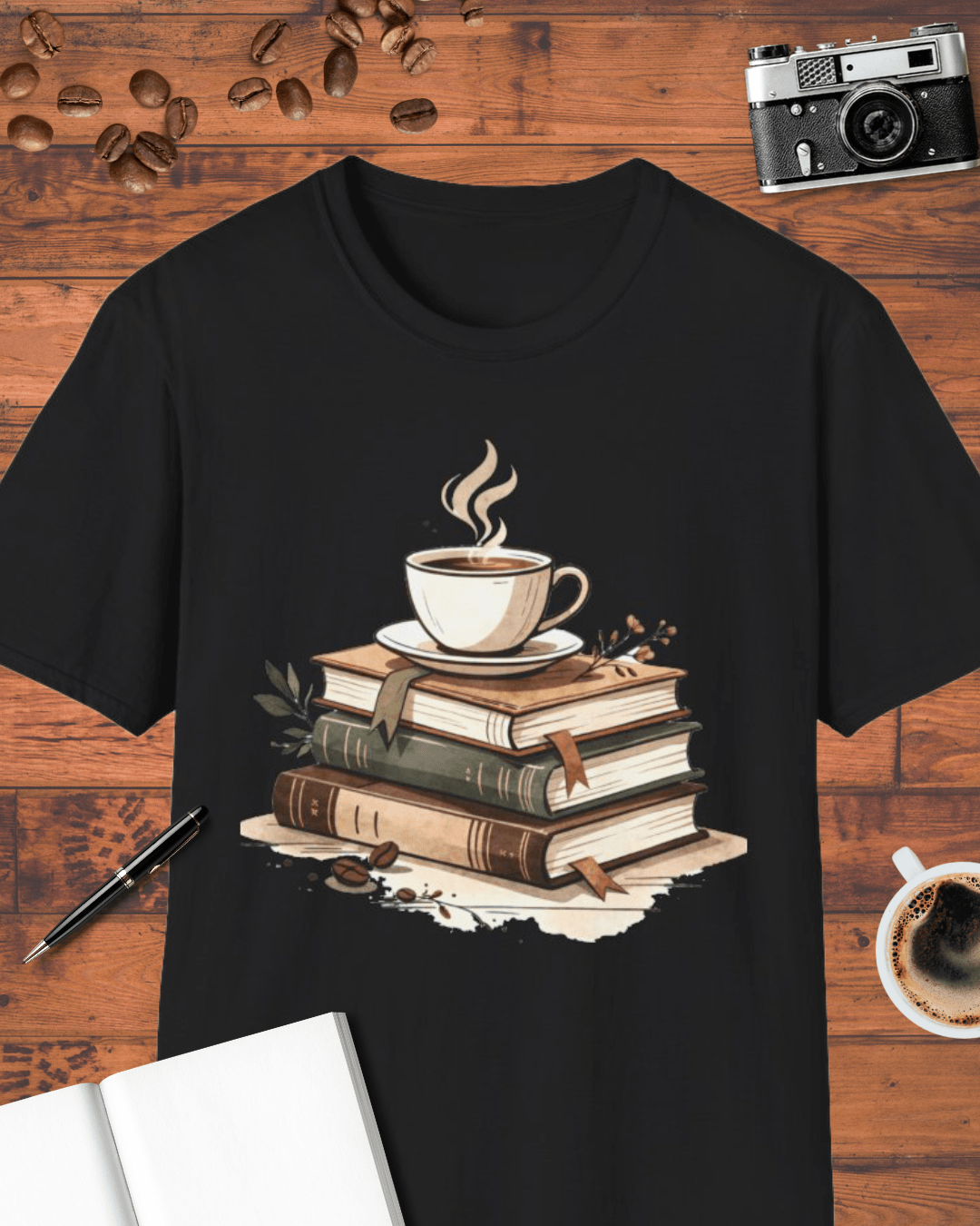 Coffee & Stacked Books T-Shirt