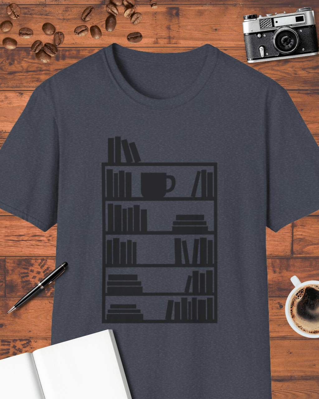 Bookshelf & Coffee Cup T-Shirt