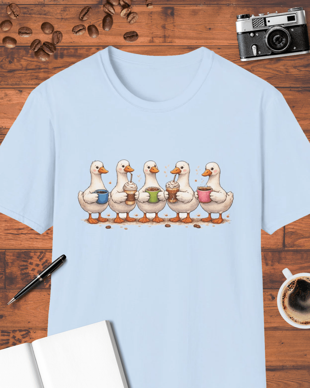 Five Geese Drinking Coffee T-Shirt