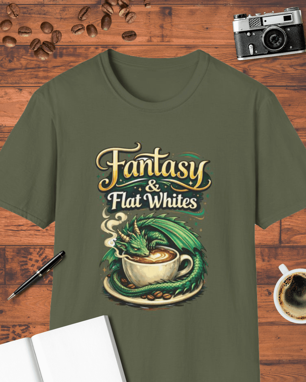 Fantasy & Flat Whites – Dragon Coffee T-Shirt