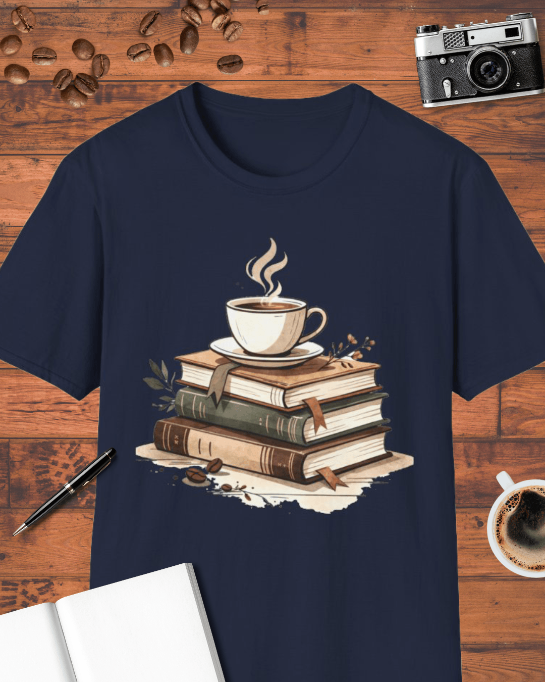 Coffee & Stacked Books T-Shirt