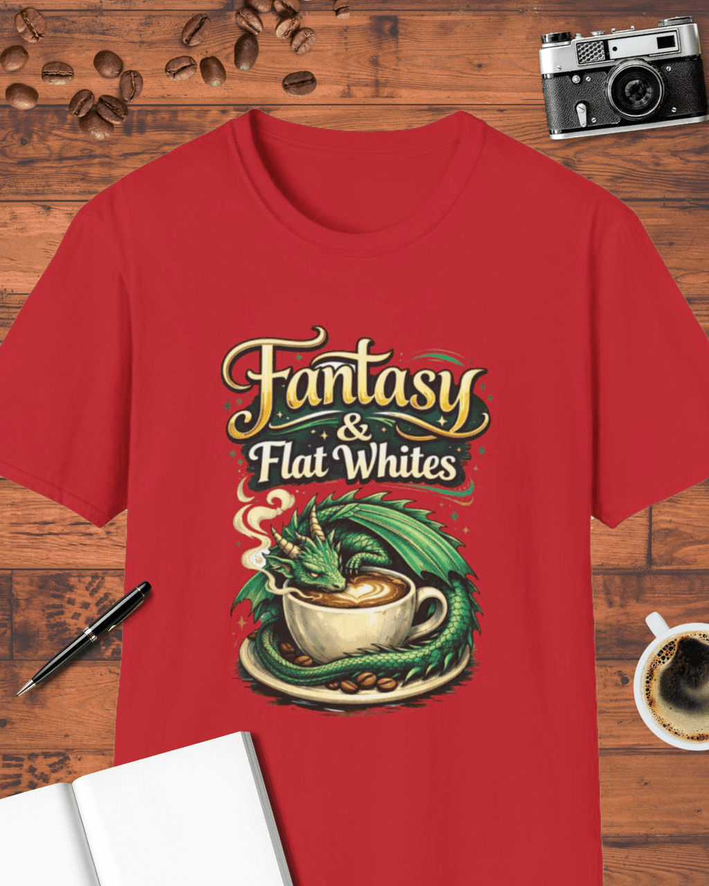 Fantasy & Flat Whites – Dragon Coffee T-Shirt