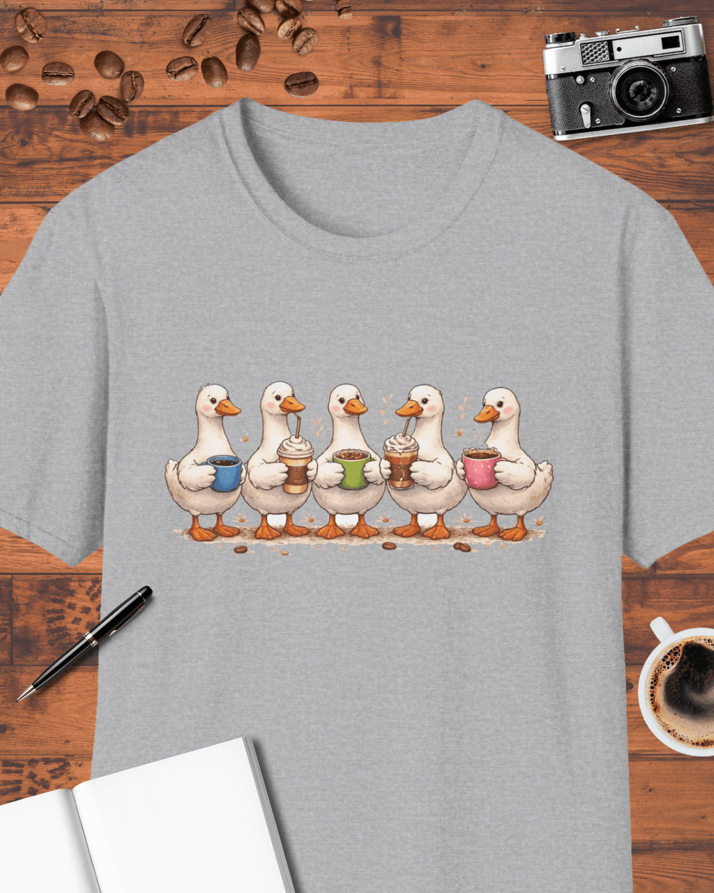 Five Geese Drinking Coffee T-Shirt