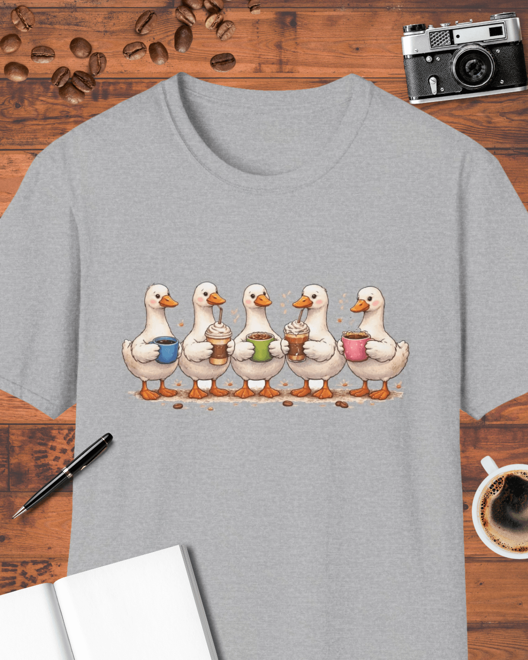 Five Geese Drinking Coffee T-Shirt