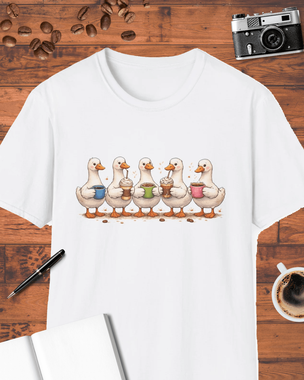 Five Geese Drinking Coffee T-Shirt