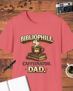 Bibliophile Caffeinator Dad T-Shirt