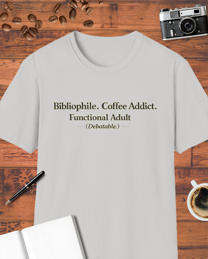 Bibliophile. Coffee Addict. Functional Adult (Debatable.) T-Shirt