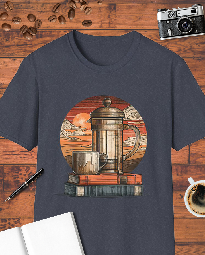 Books & French Press T-Shirt