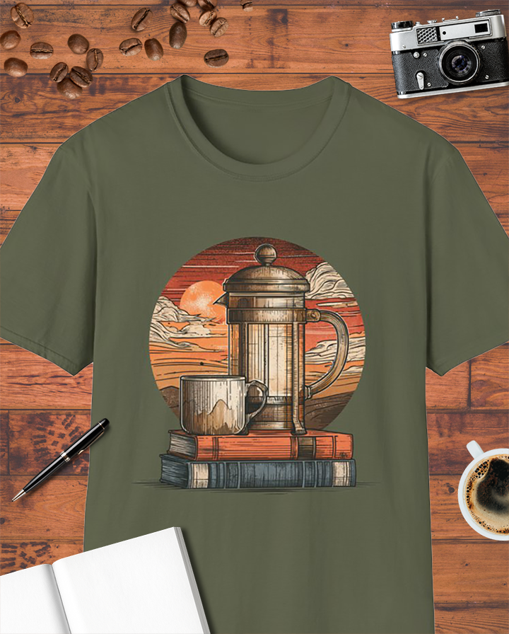 Books & French Press T-Shirt