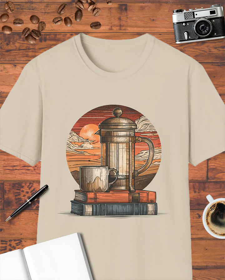Books & French Press T-Shirt