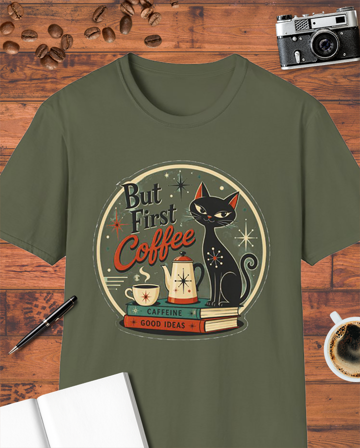 But First Coffee Atomic Cat T-Shirt