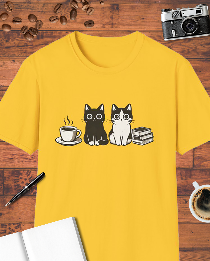 Cats, Coffee & Books T-Shirt