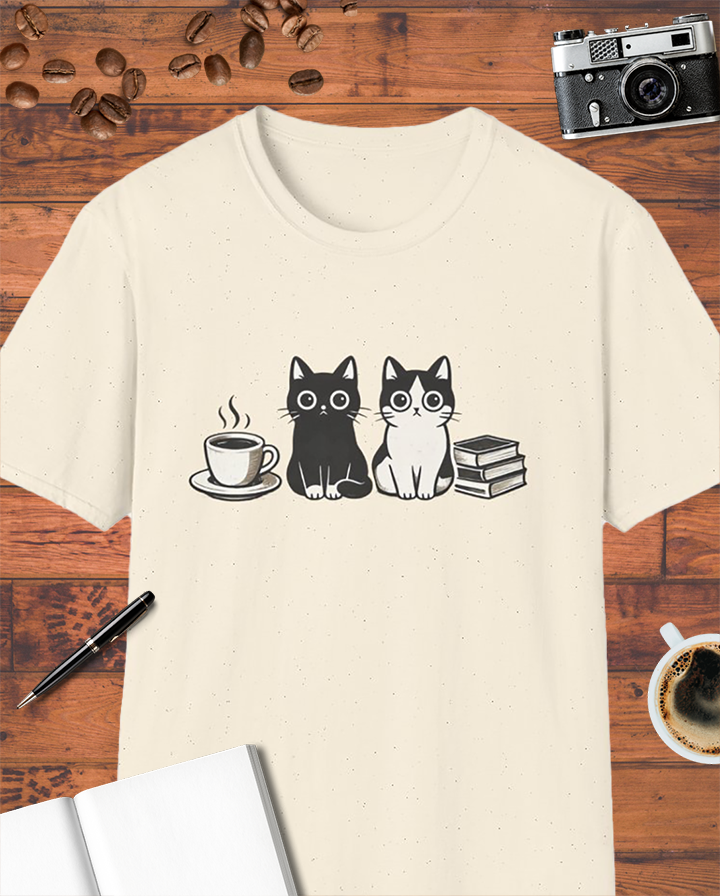Cats, Coffee & Books T-Shirt