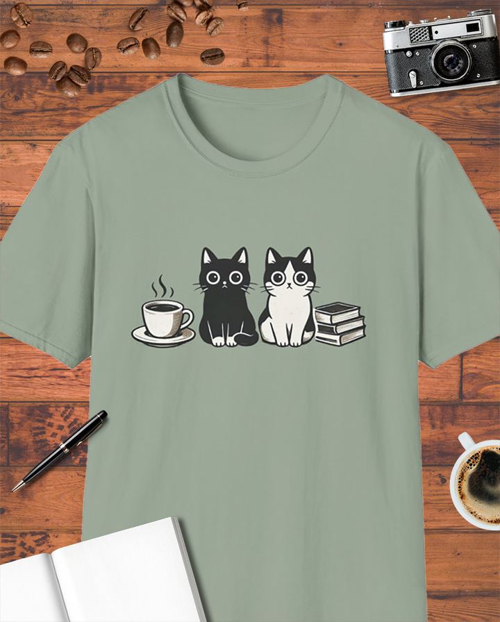 Cats, Coffee & Books T-Shirt