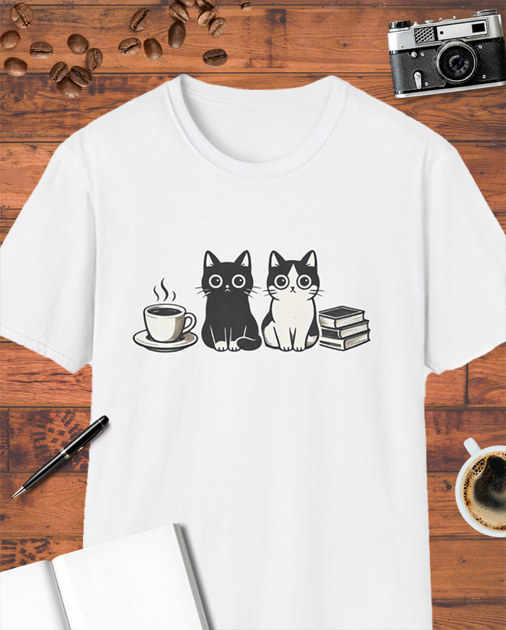 Cats, Coffee & Books T-Shirt