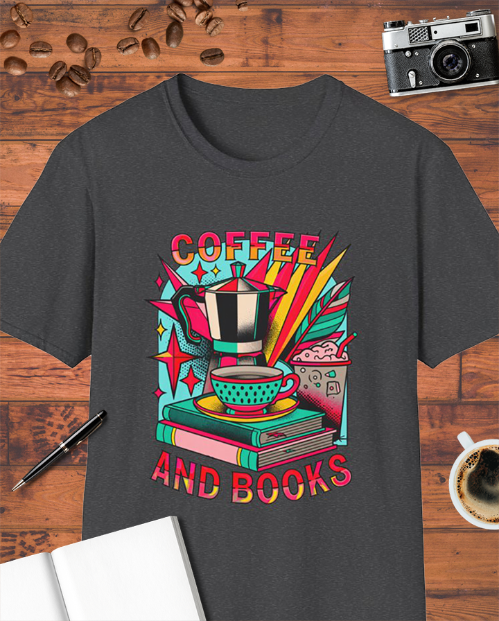 Coffee and Books Moka Pot T-Shirt