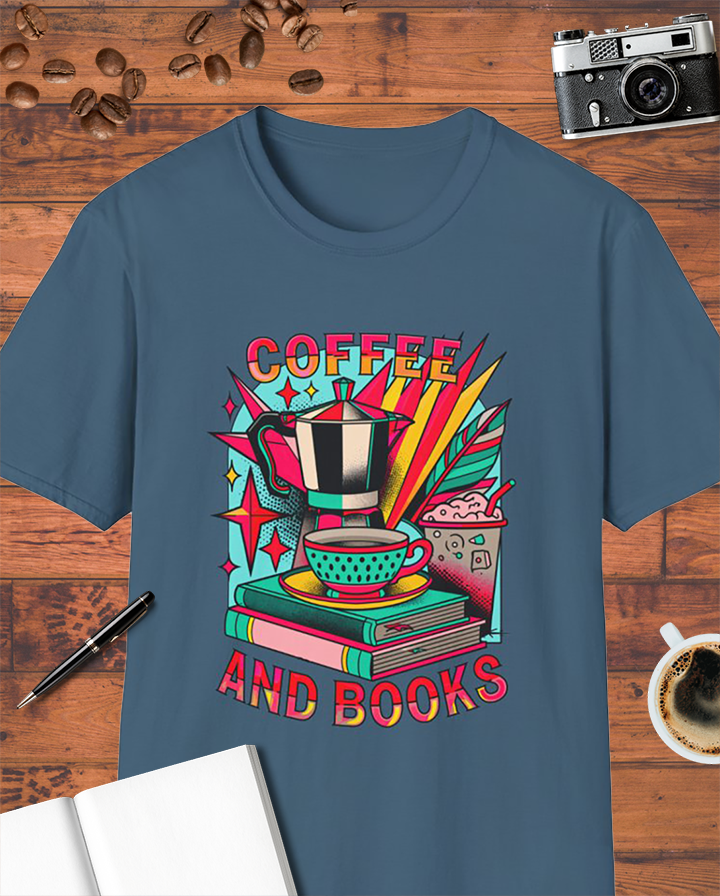 Coffee and Books Moka Pot T-Shirt