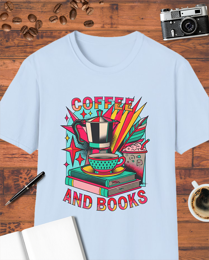Coffee and Books Moka Pot T-Shirt