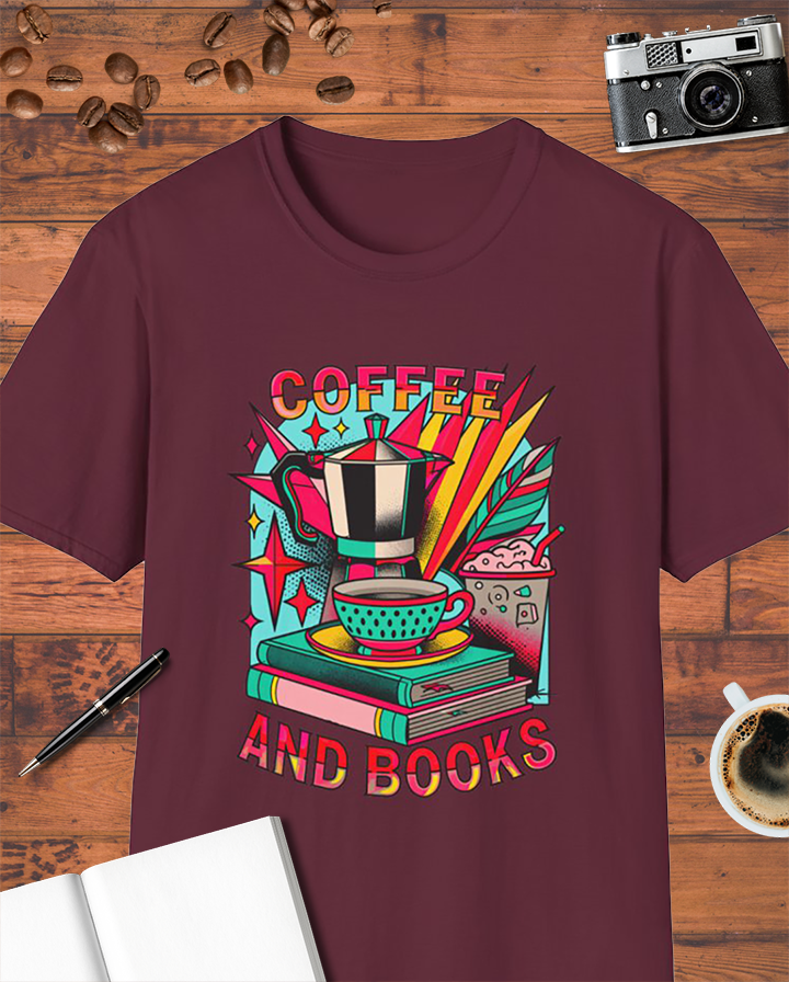 Coffee and Books Moka Pot T-Shirt