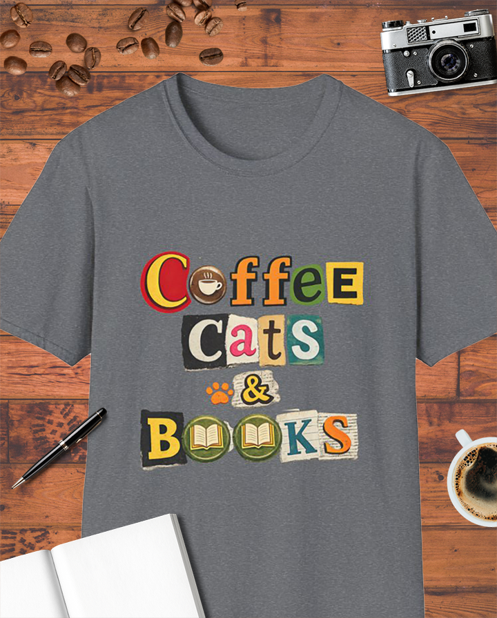Coffee Cats & Books T-Shirt