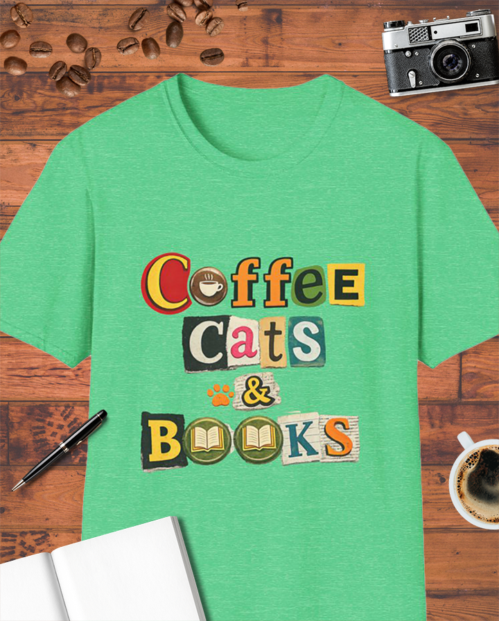 Coffee Cats & Books T-Shirt