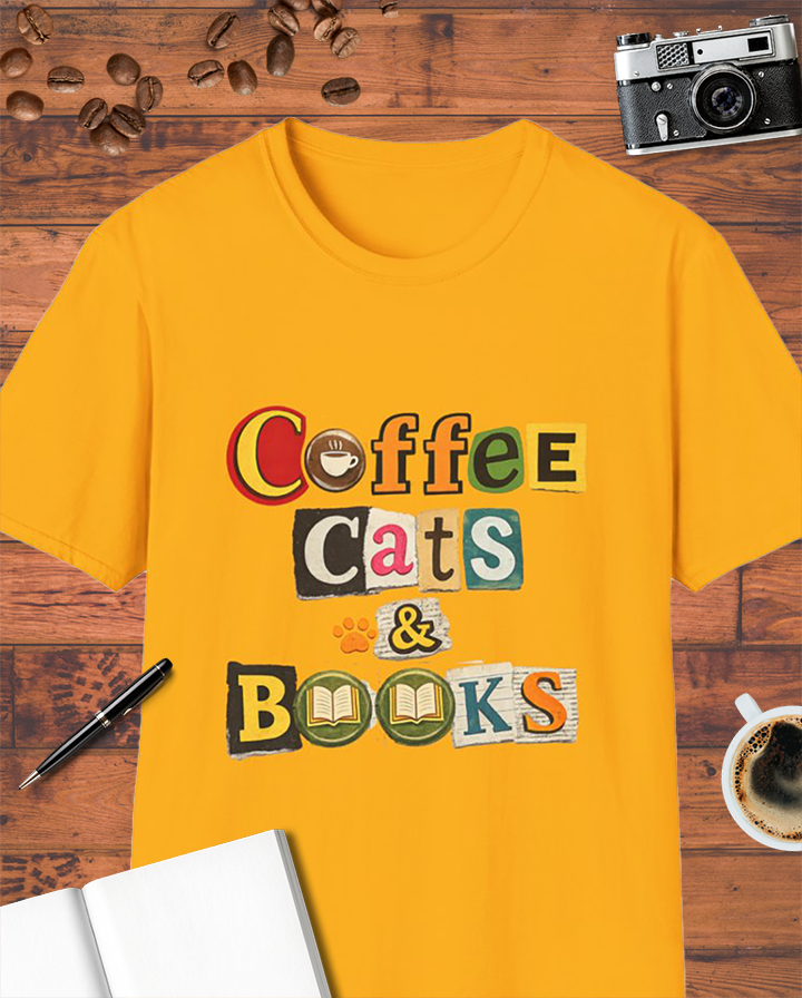 Coffee Cats & Books T-Shirt