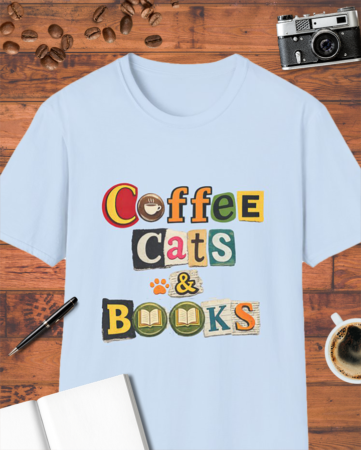Coffee Cats & Books T-Shirt