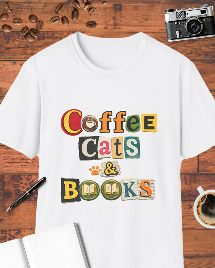 Coffee Cats & Books T-Shirt