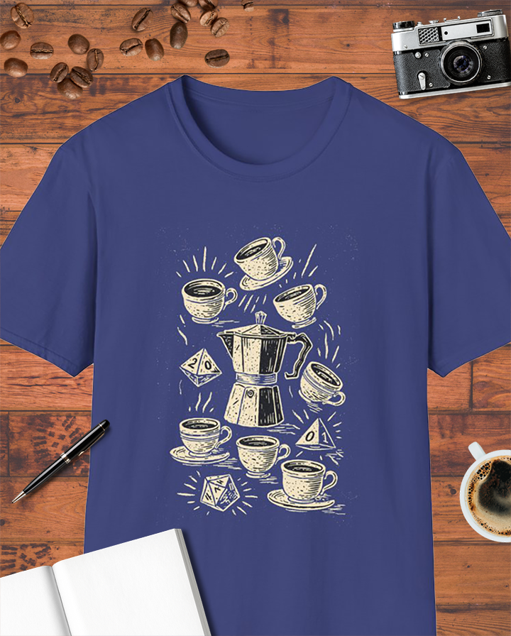 Coffee RPG Dice Gamer Moka Pot T-Shirt