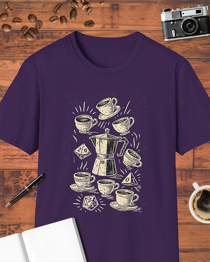 Coffee RPG Dice Gamer Moka Pot T-Shirt