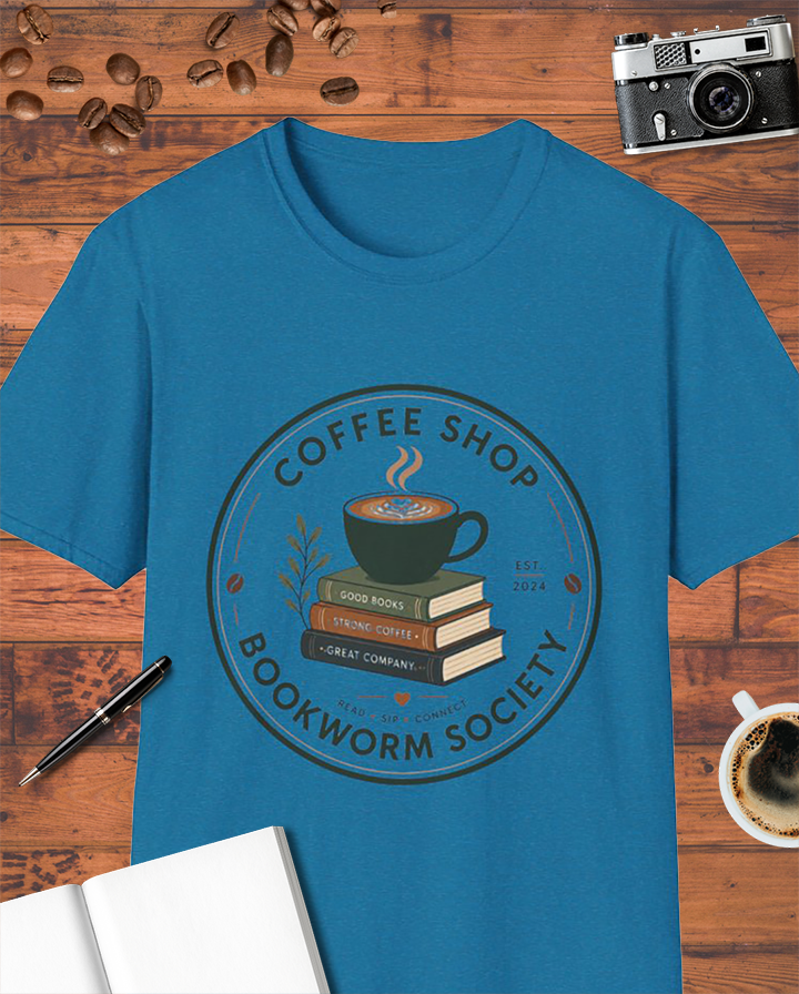 Coffee Shop Bookworm Society T-Shirt