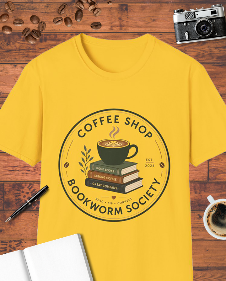 Coffee Shop Bookworm Society T-Shirt