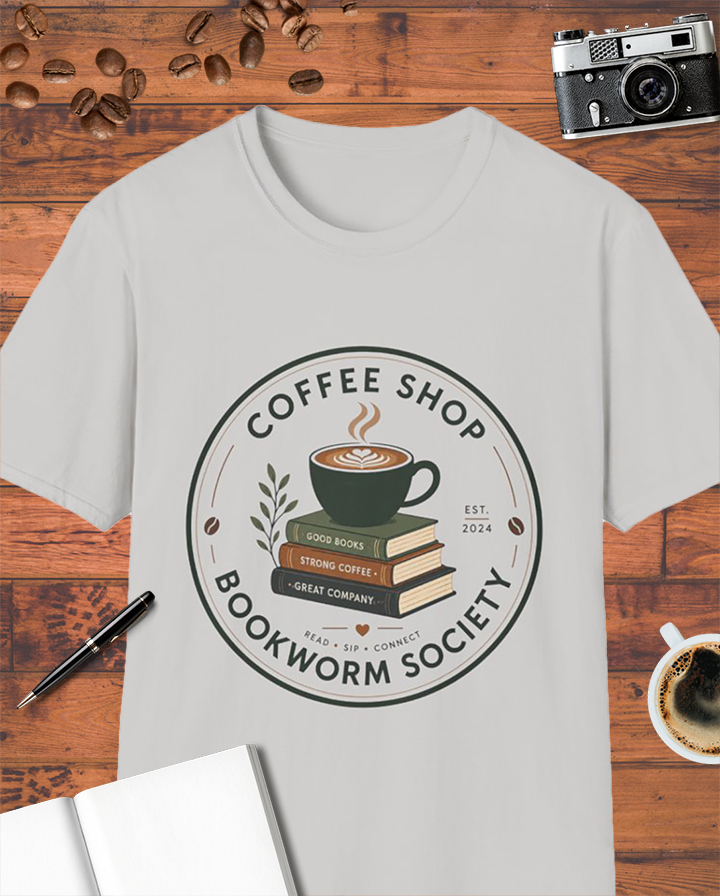 Coffee Shop Bookworm Society T-Shirt