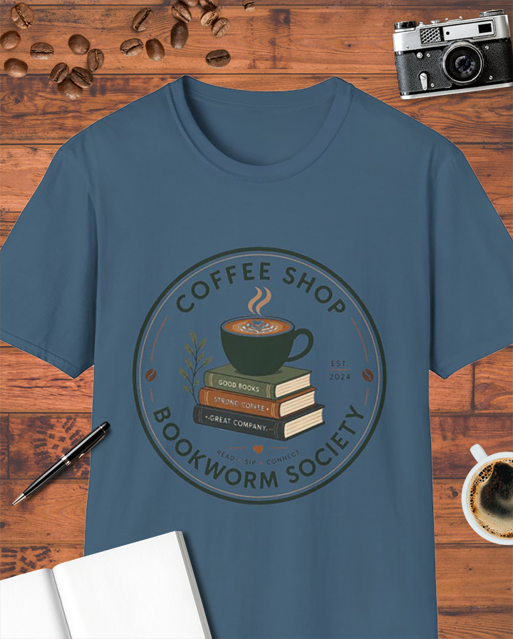 Coffee Shop Bookworm Society T-Shirt