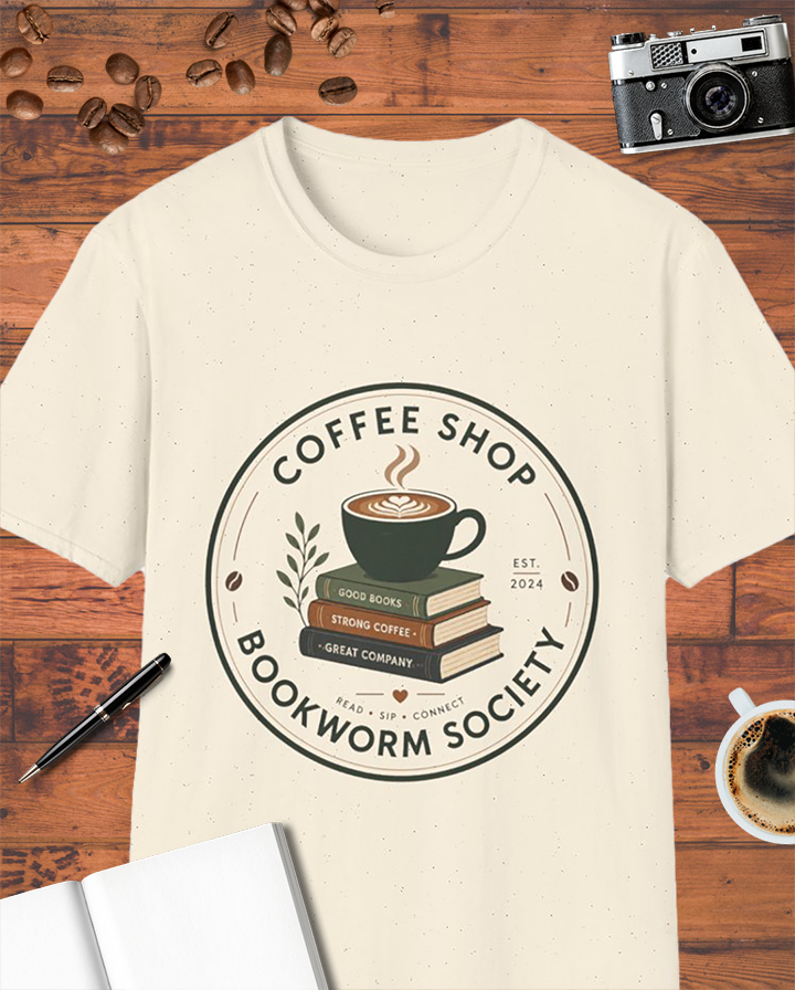 Coffee Shop Bookworm Society T-Shirt