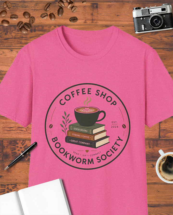 Coffee Shop Bookworm Society T-Shirt