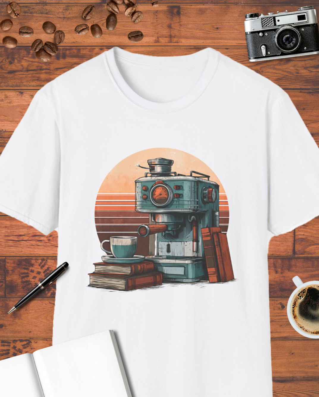 Coffee Machine and Books T-Shirt