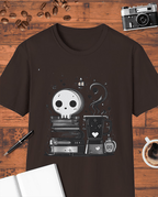 Cute Skull Book Coffee T-Shirt