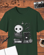 Cute Skull Book Coffee T-Shirt