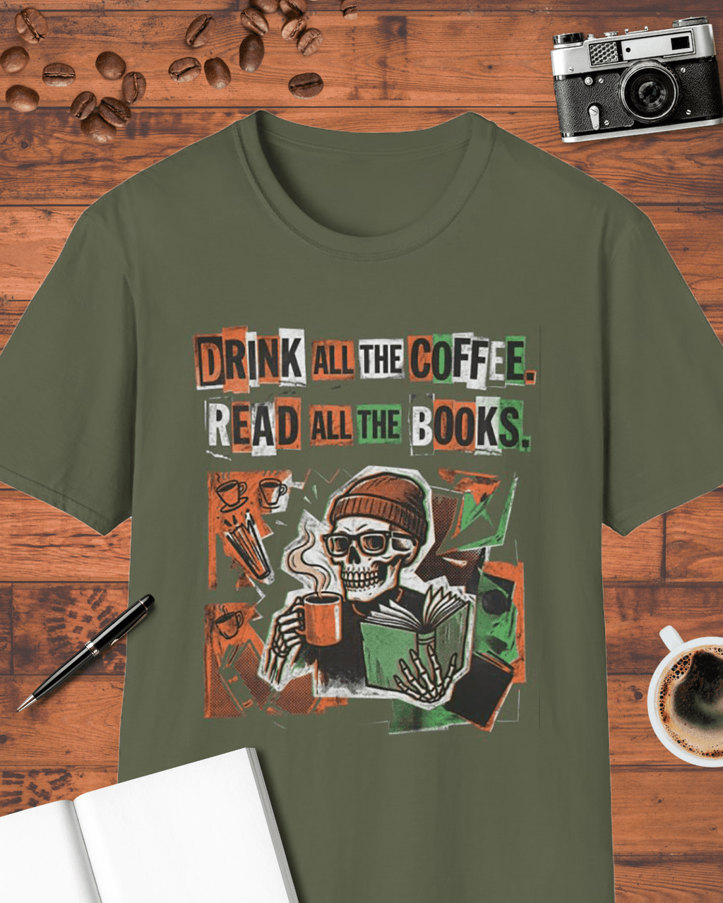 Drink All the Coffee Read All the Books T-Shirt