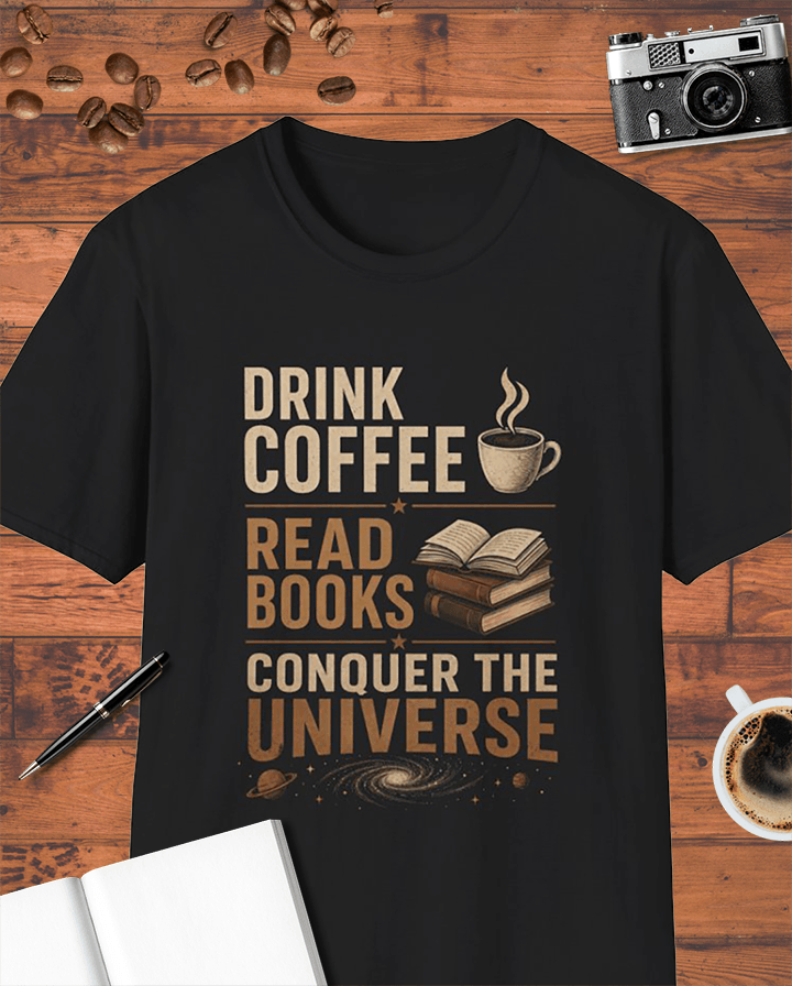 Drink Coffee Read Books Conquer The Universe T-Shirt
