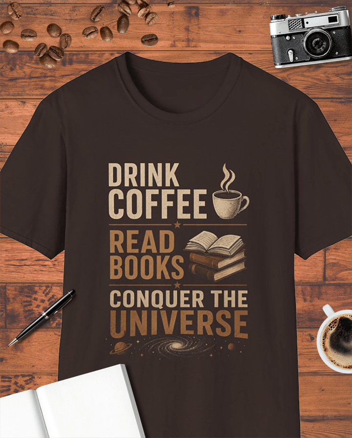 Drink Coffee Read Books Conquer The Universe T-Shirt