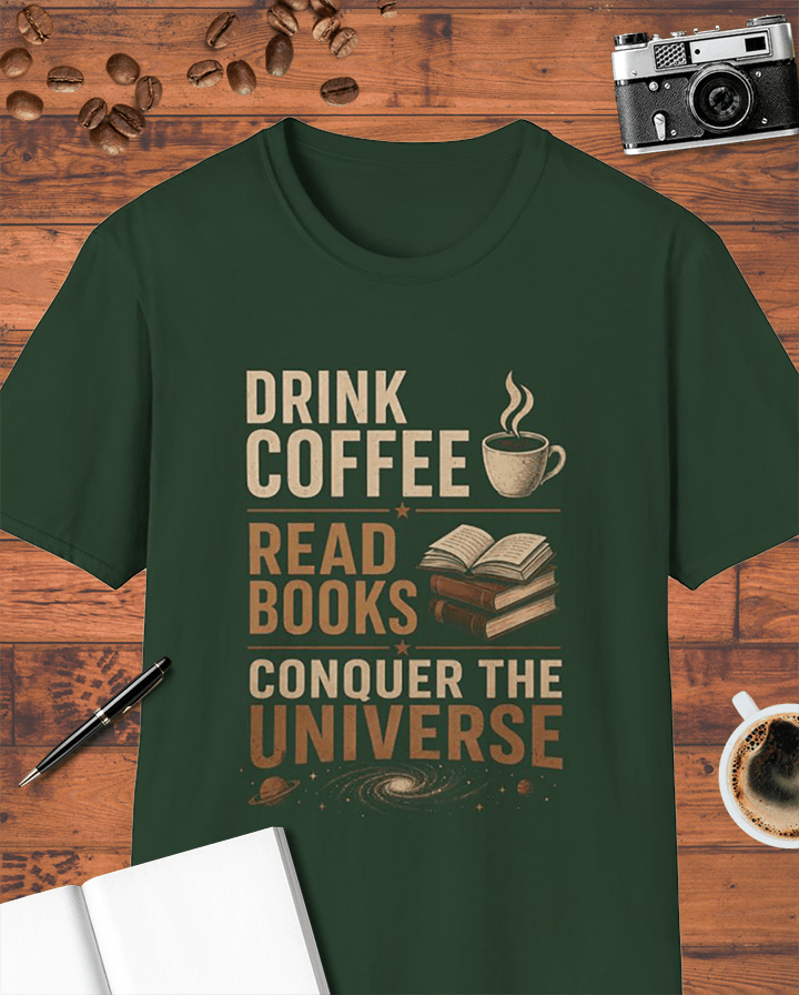 Drink Coffee Read Books Conquer The Universe T-Shirt