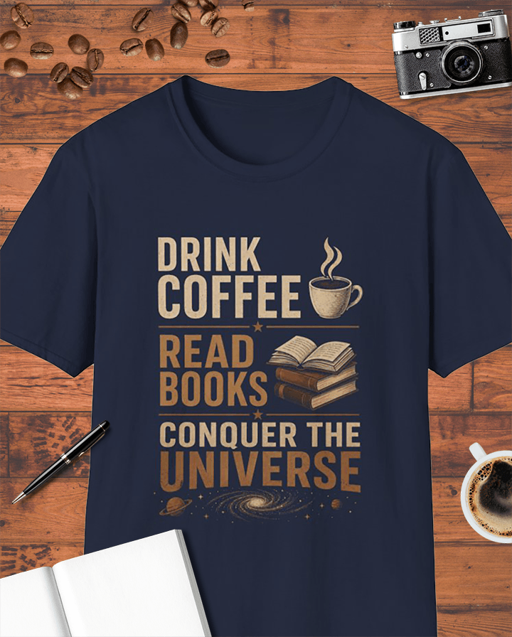 Drink Coffee Read Books Conquer The Universe T-Shirt