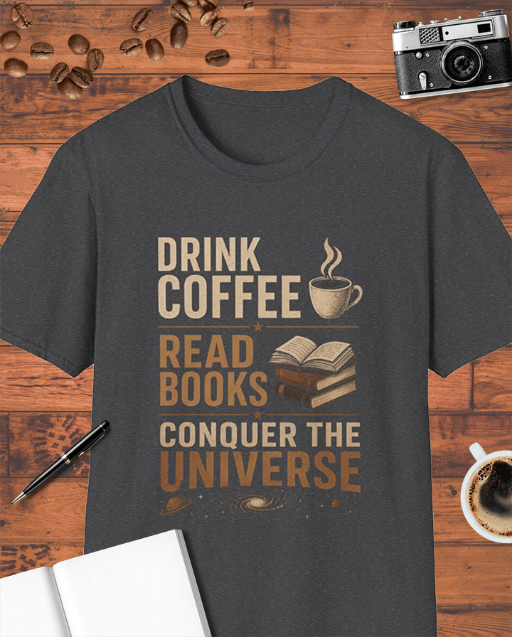 Drink Coffee Read Books Conquer The Universe T-Shirt