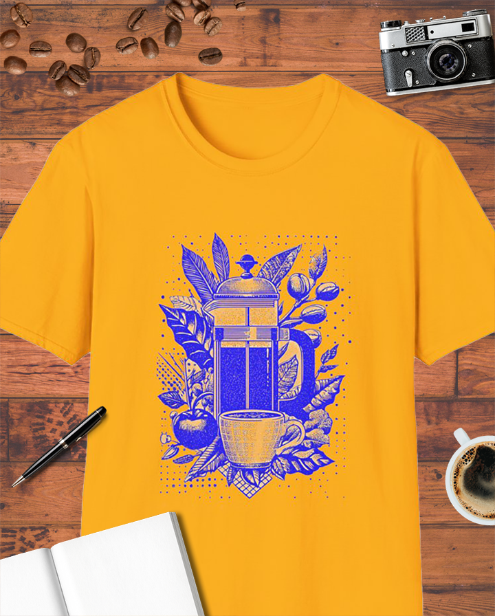 French Press Coffee Art T-Shirt