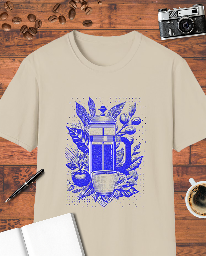 French Press Coffee Art T-Shirt