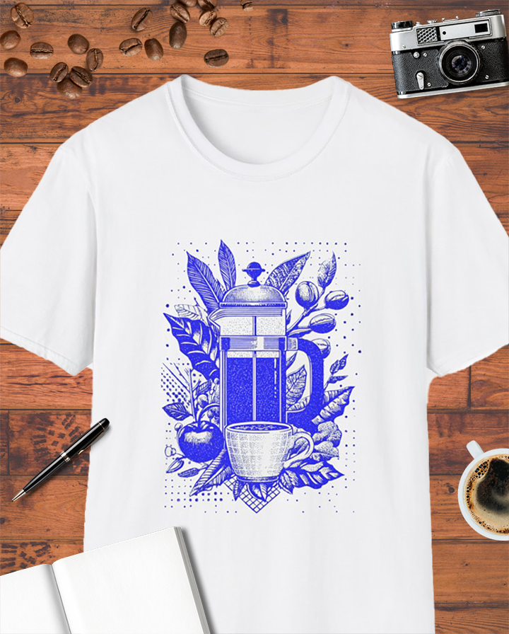 French Press Coffee Art T-Shirt