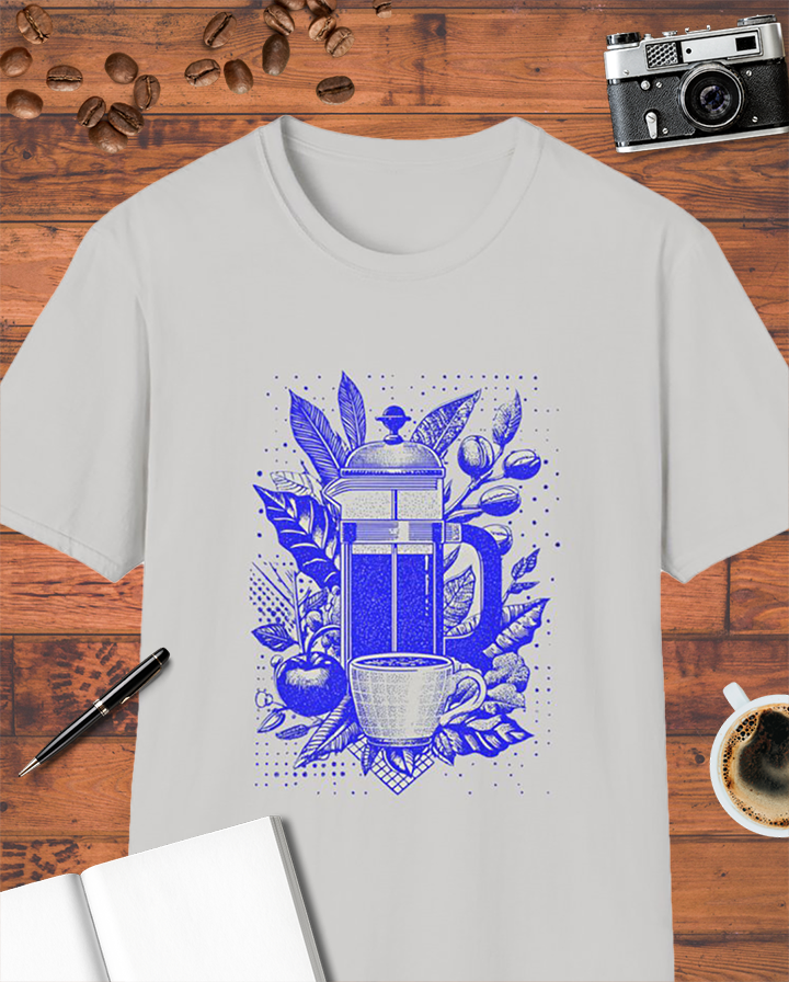 French Press Coffee Art T-Shirt