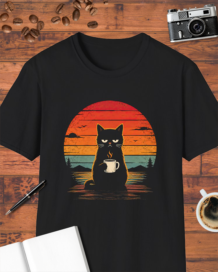 Funny Cat Coffee T-Shirt